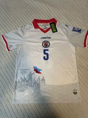Men’s White and Red Football Jersey - Number 5